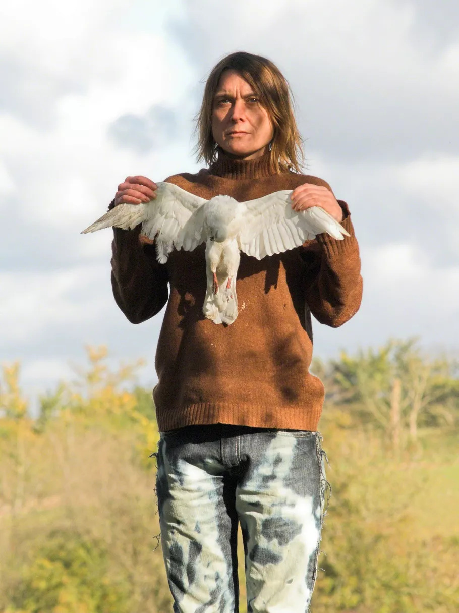 Sarah Lucas with bird